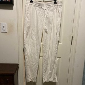 White Linen wide leg pants